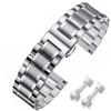 HEYOZURY Watch band stainless steel metal belt 18mm 19mm 20mm 21mm 22mm 24mm two interfaces bend vertical solid wristwatch replacement tool gold black