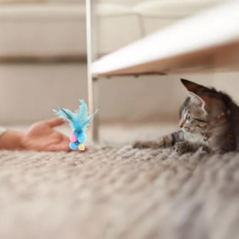 Feather Soft Plush Ball With Bell Cat Teeth Cleaning Toy Funny Interactive Toys