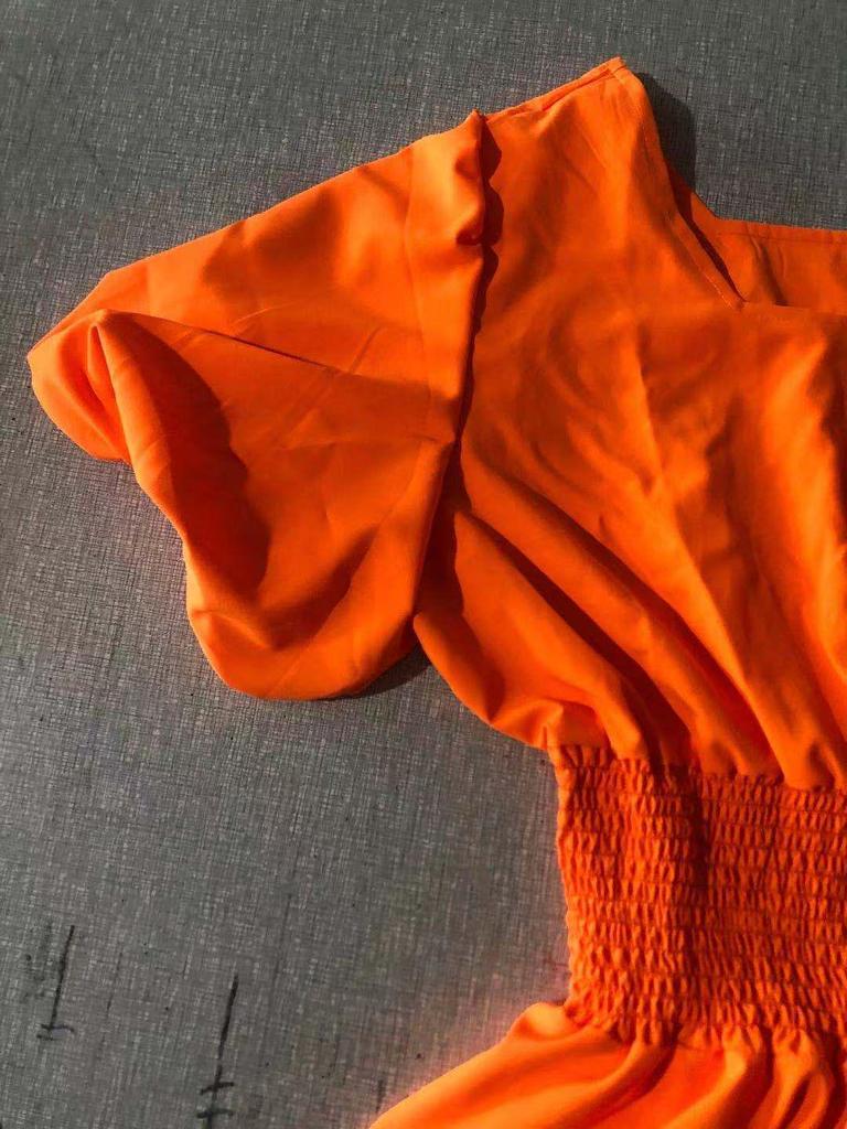 2025 Damen Sommer Maxi Sonnenkleid mit eckigem Ausschnitt & Puffärmeln