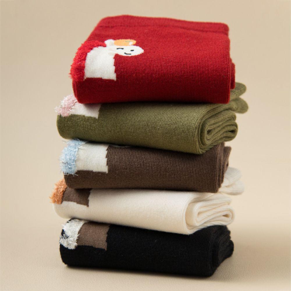 Cartoon Year of The Horse Socks Mid Calf Zodiac Year Cotton Socks Cute New Year Tube Socks Women