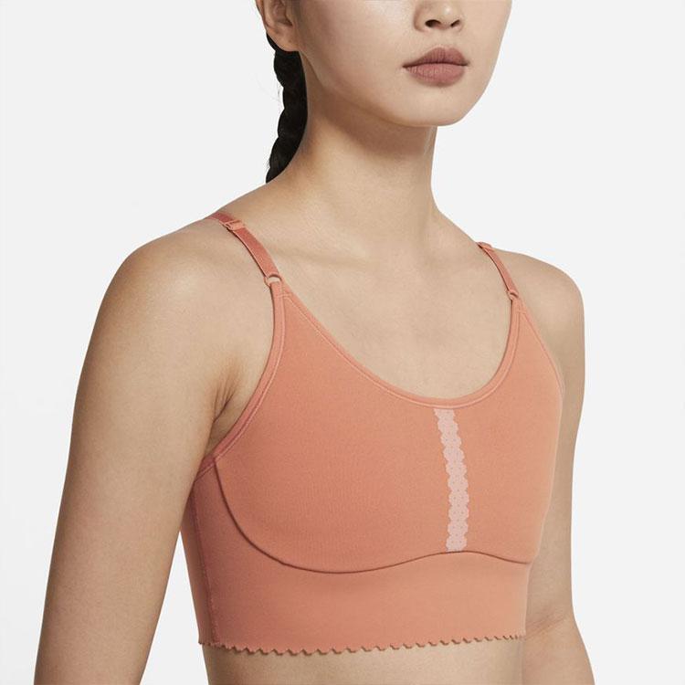 Nike Floral Fan Shaped Trim Low Impact Sports Bra Women Underwear Orange CZ7645-808
