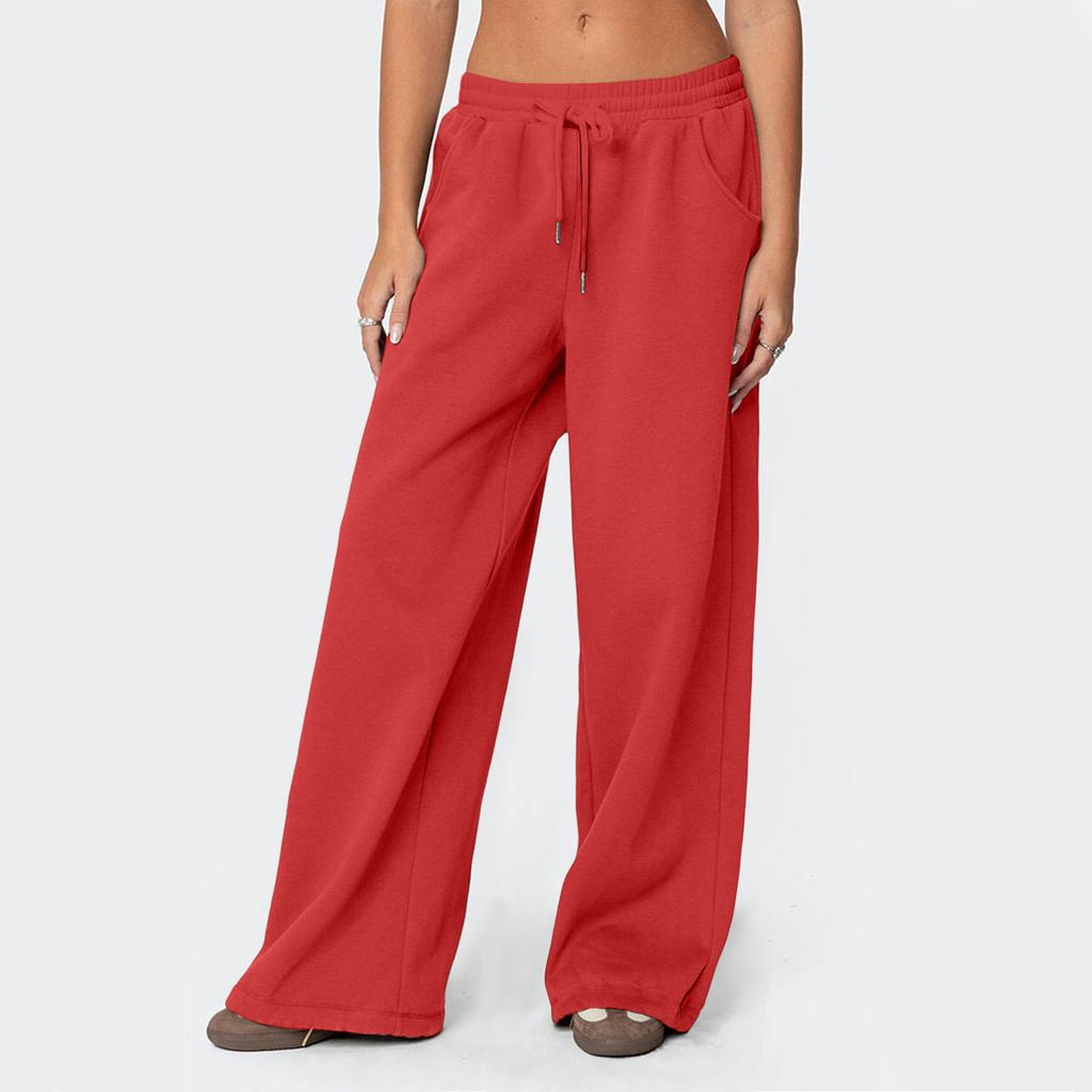 Pantaloni della tuta da donna a gamba dritta colorati a vita alta a gamba larga