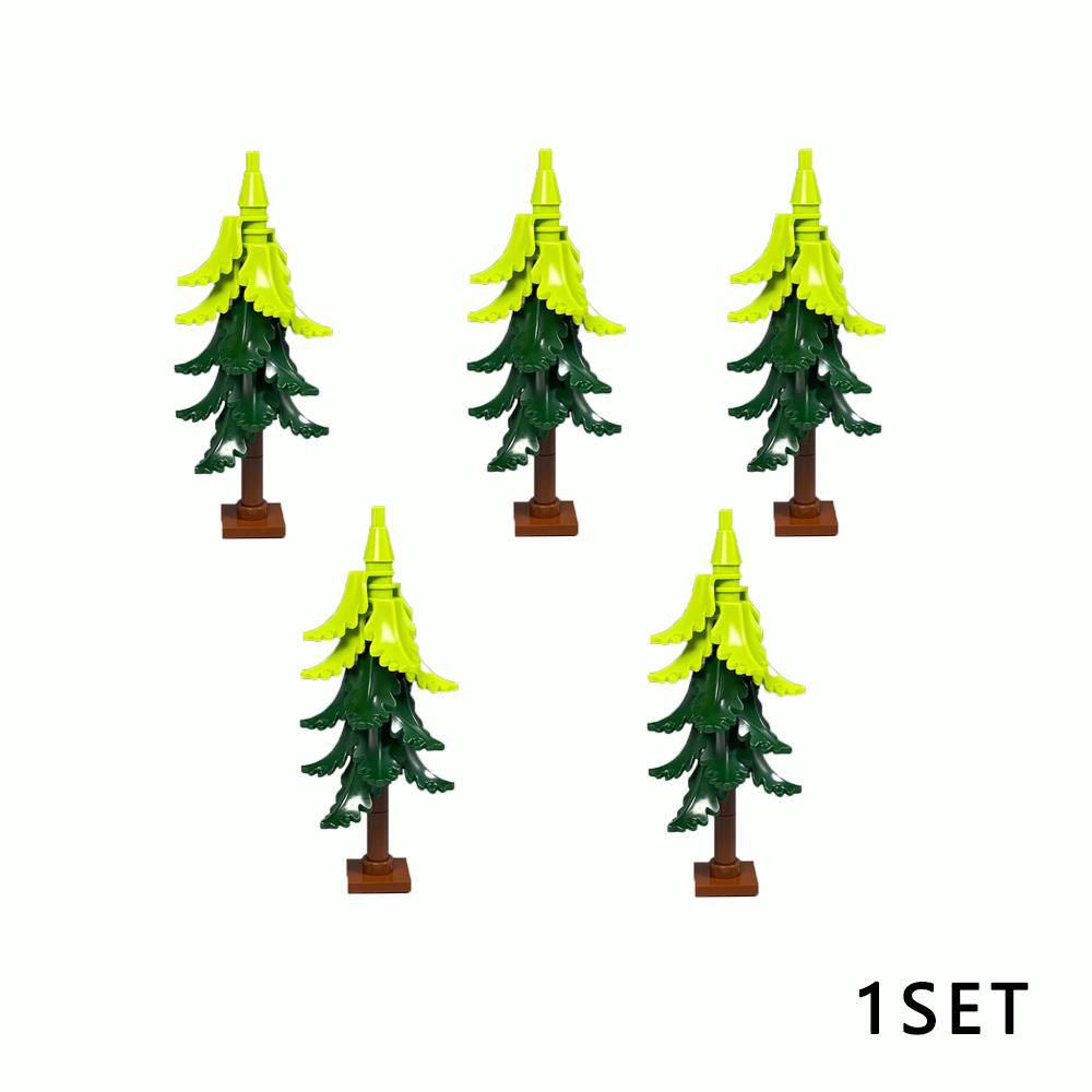 DIY Pine Tree Model Kit - Snowy Christmas Tree Street Forest Compatible with Building Blocks & Assemble Particles