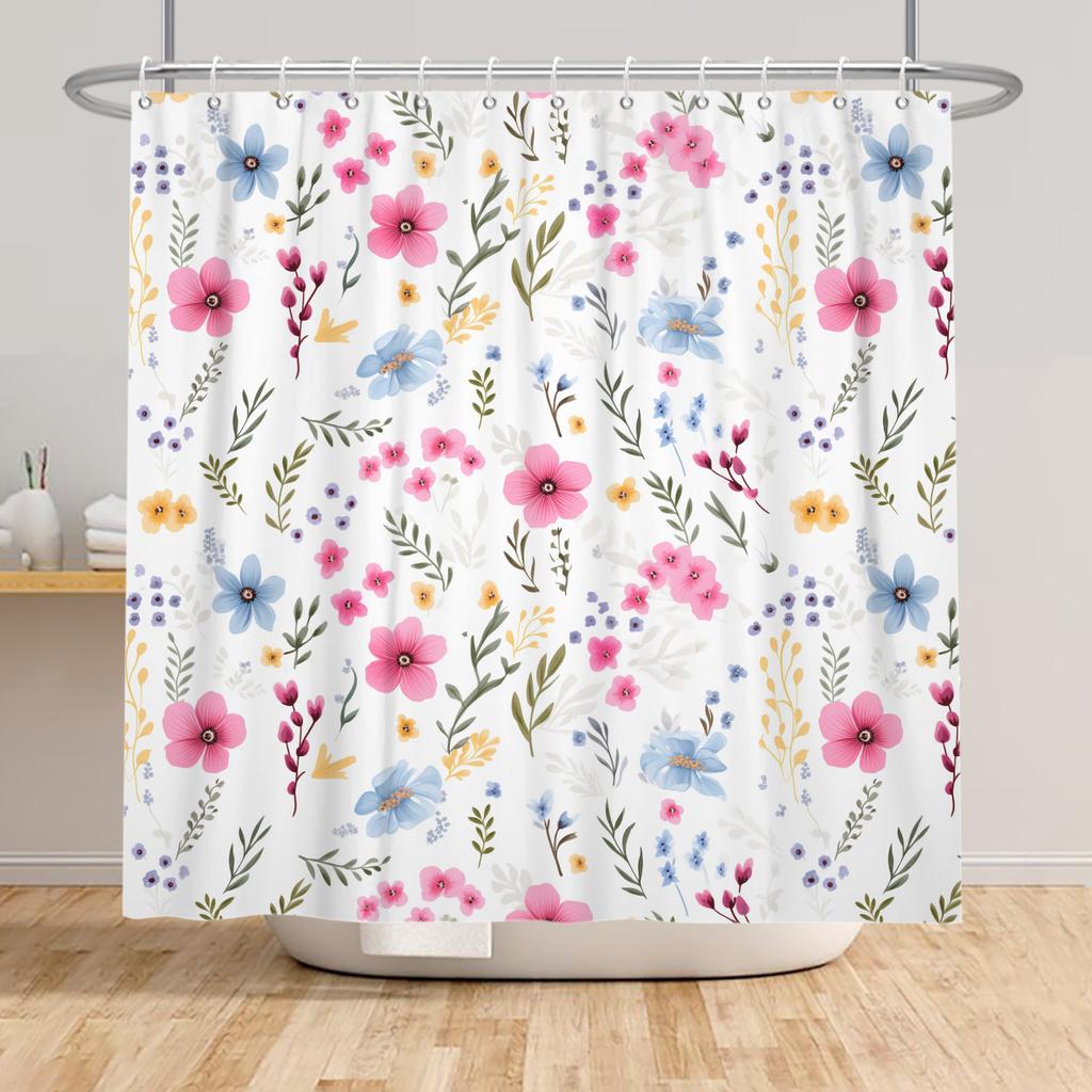 Yellow Sunflower Shower Curtain Spring Floral Bathroom Decor Hanging Curtains Fresh Floral Plant Patterns Waterproof Curtain