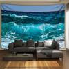 Realistische Ozeanwelle Wandteppich 3D Blaue Meereslandschaft Druck Wandbehang für Wohnzimmer Schlafzimmer Heimdeko Mehrere Größen