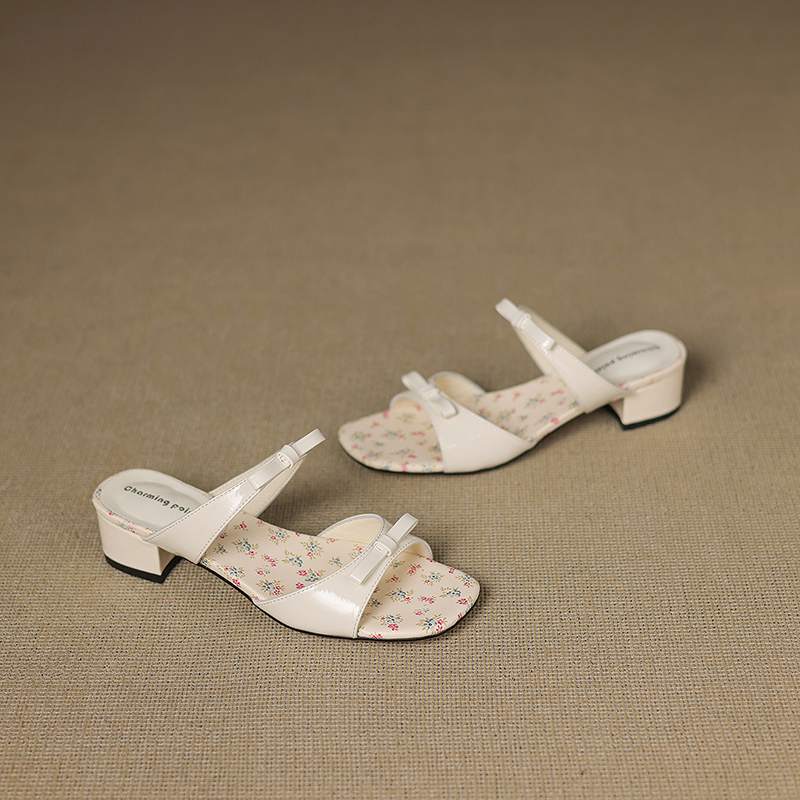 

Krazing Pot Мюли из коровьей кожи, летние, размер 42, на низком каблуке, роскошные туфли с украшением в виде бабочки, женские, с открытым носком, сандалии без застежек 35 слоновая кость