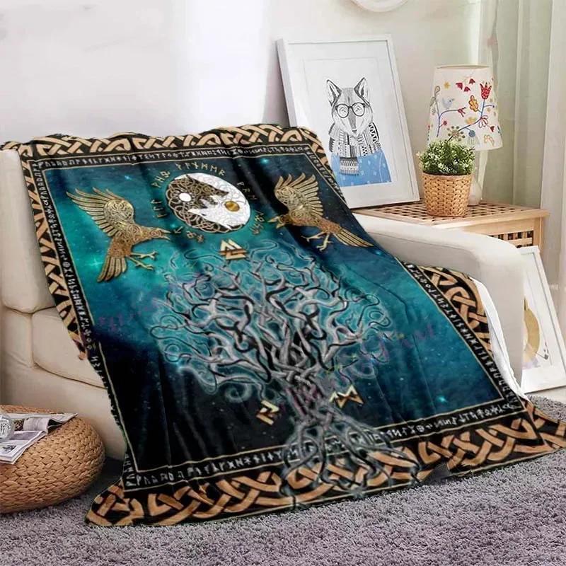 Eule keltisch-wikingerfarbene Decke Lebensbaum wiccanische Flanelldecke weiche warme Decke Sofa Bett Stuhl Dekoration für Familie Camping Geschenke