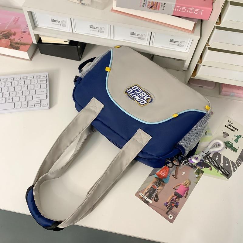 School Bag Summer New School Bag Nylon Popular Contrasting Colors Junior High School College Students Women's Fashion Portable Shoulder Bag