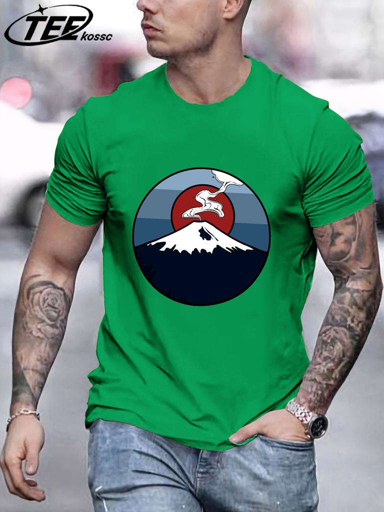 Fuji Volcano Japan Mount Fuji Men Retro TShirts Cotton AllMatch T Shirt Trendy Street Short Sleeve Unisex ONeck Soft Clothes