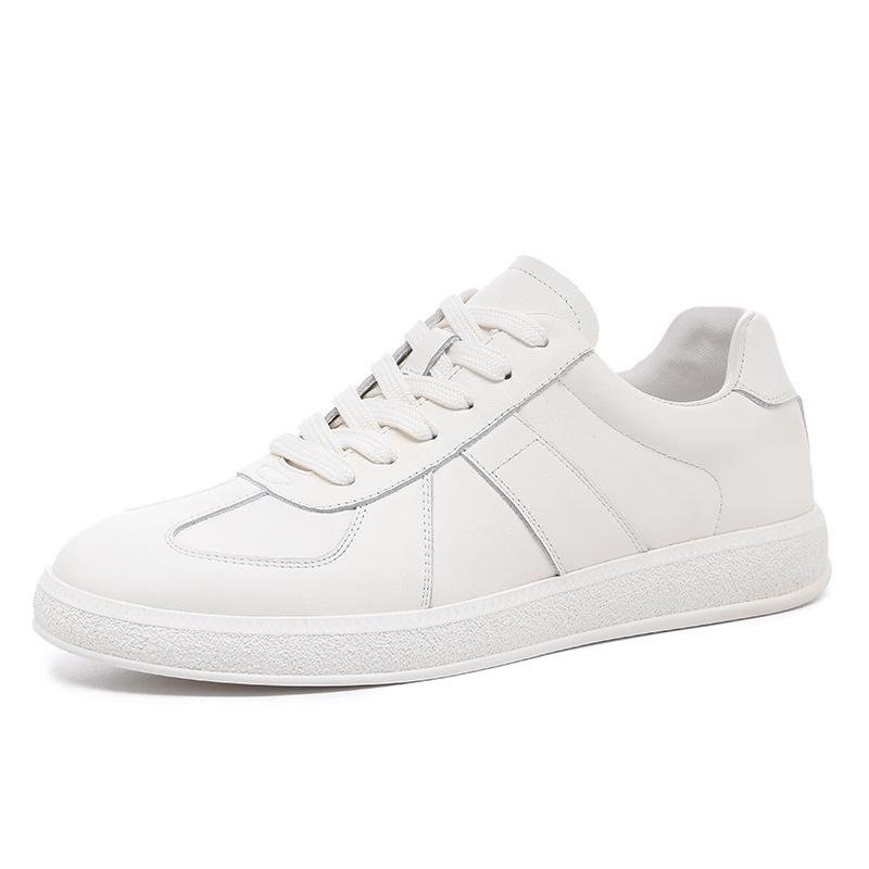 Men's German Training Shoes - 2025 Autumn Collection: Genuine Leather, Versatile & Fashionable White Casual Sneakers