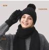 Knitted Hat Scarf Gloves Women's Winter Thick Ear-Warming Hat and Neck Warmer Set 3Pcs