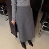 2026 autumn and winter flower gray high-waisted skirt women's niche irregular split fork medium and long commuter temperament a-word skirt