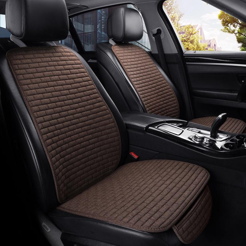 Grid Linen Backless Car Seat Cushion Set - Single, Square, Three-Piece, Four Seasons Universal