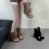 Roman Style Toe Cool Boots 2025 New Casual Fashion Boots Summer Versatile Thick Heel 5.5 Cm Sandals