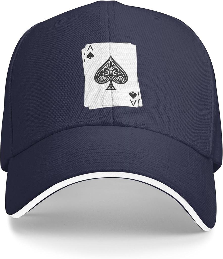 Poker Ace of Spades Baseball Cap Men Women Adjustable Peaked Sandwich Dad Hats Golf Hat