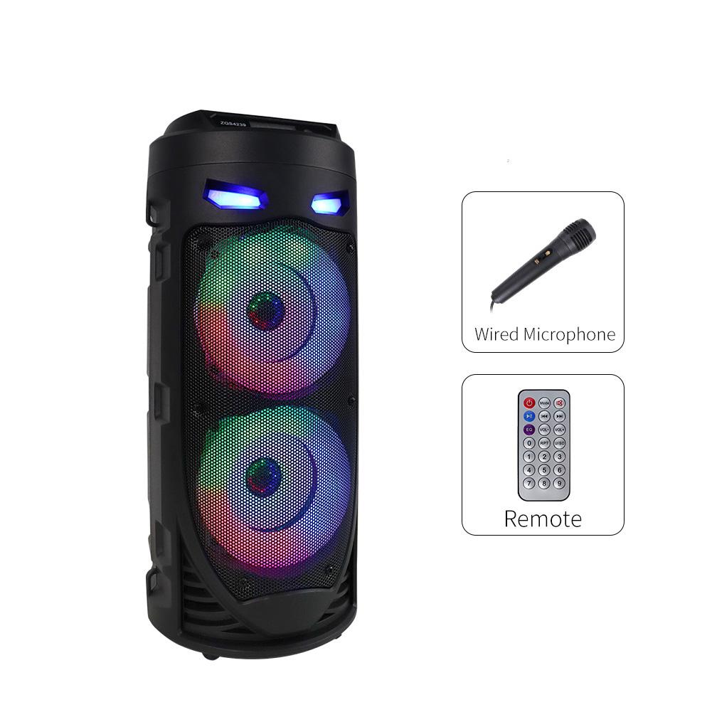 Bluetooth-Compatible Speaker Loud Boombox with Double Subwoofer Deep Bass Lights Outdoor Speaker Support USB/TF/AUX/FM/BT/MIC