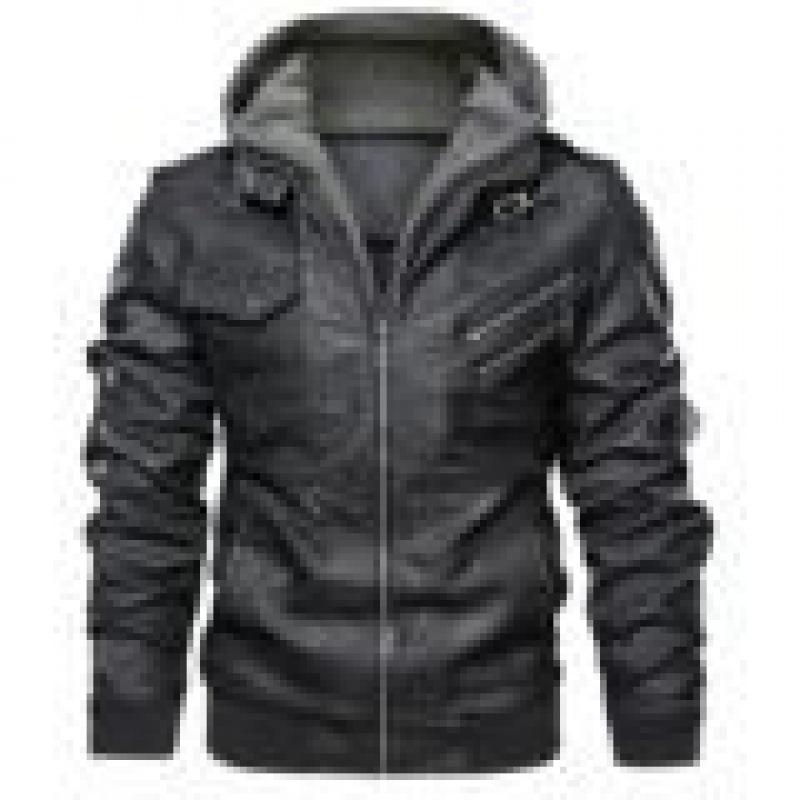 European Fit Men's PU Leather Motorcycle Jacket, Autumn Fashion Zipper Coat 2026