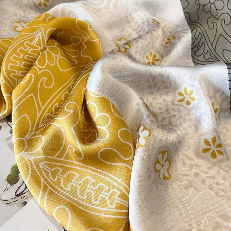 90*180 Large Imitation Silk Square Scarf Printed Fashion Versatile Beach Towel Neck Scarf For Ladies