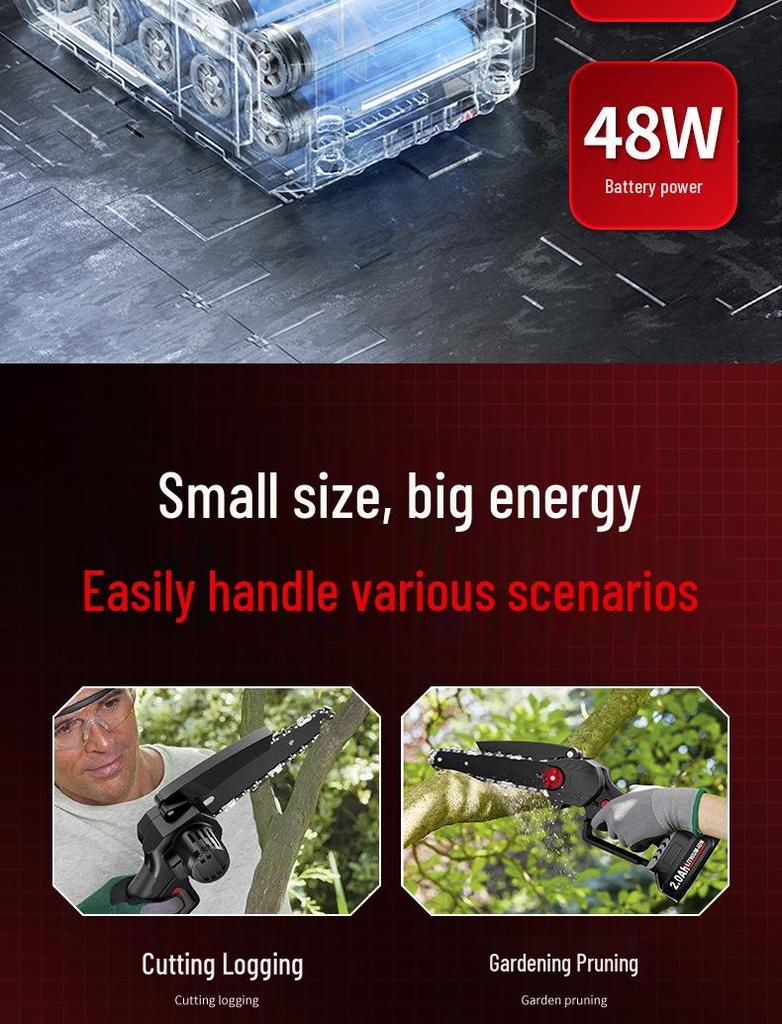 Compact Cordless Electric Chainsaw with Lithium Battery for Home Pruning and Logging
