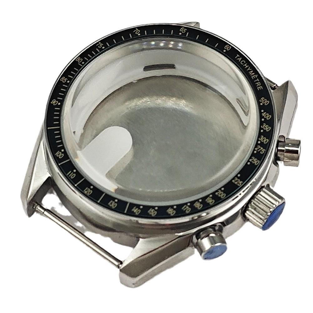 40MM Stainless Steel Watch Case for VK63/VK64 Movements, Multifunctional Speedmaster Style