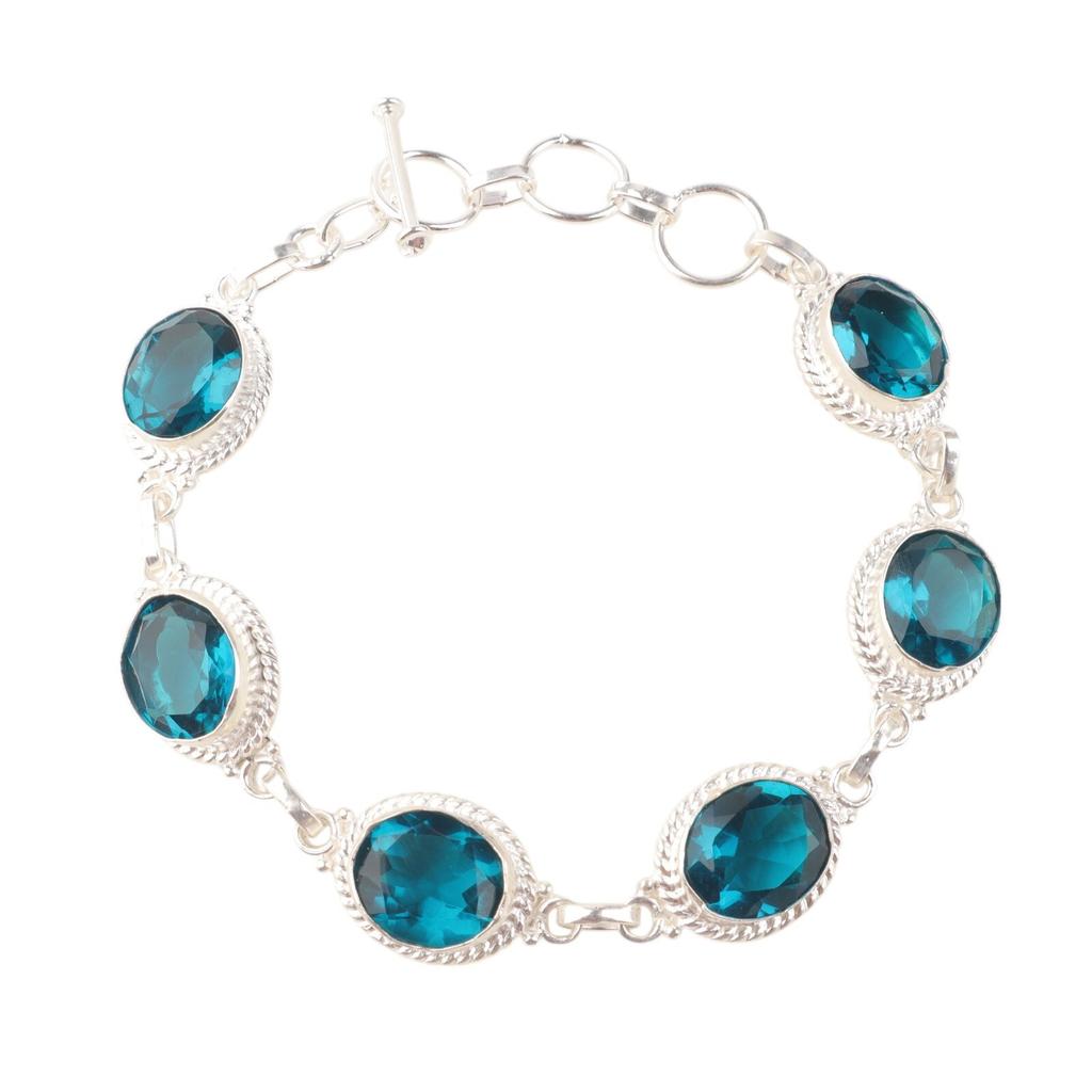 Apatit Edelstein 925 Sterling Silber Schmuck Handgefertigtes Armband 8.5" Für Frauen RB-2-11