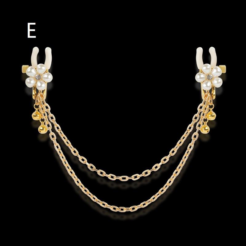 Adjustable Pearl Petals Nipple Clamps for Women Sexy Breast Stimulate Clips with Bells Adult Toy for Sexual Slaves And Kink Play