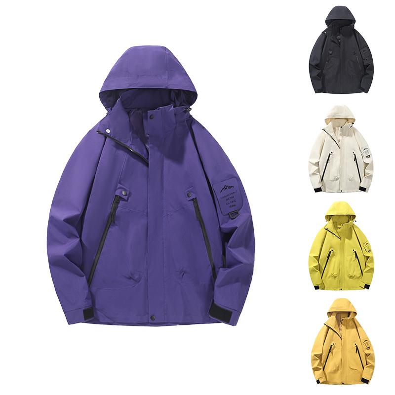 Men's Mountain Style Waterproof Jacket Loose Hooded Cargo Outdoor Windbreaker