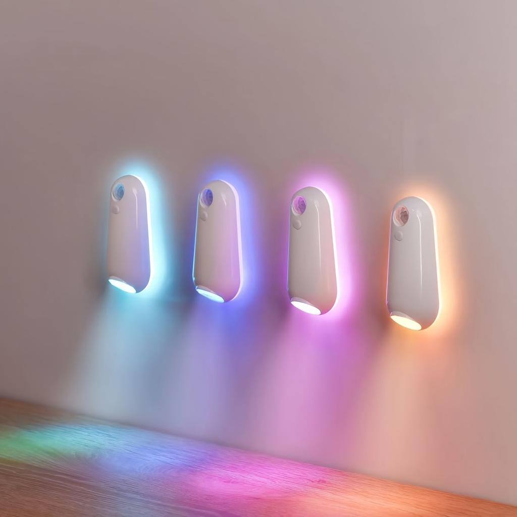 Practical USB Rechargeable LED Motion Sensor Light 8 Color Changing Adjustable Brightness Indoor Motion Sensor Lights for Stair
