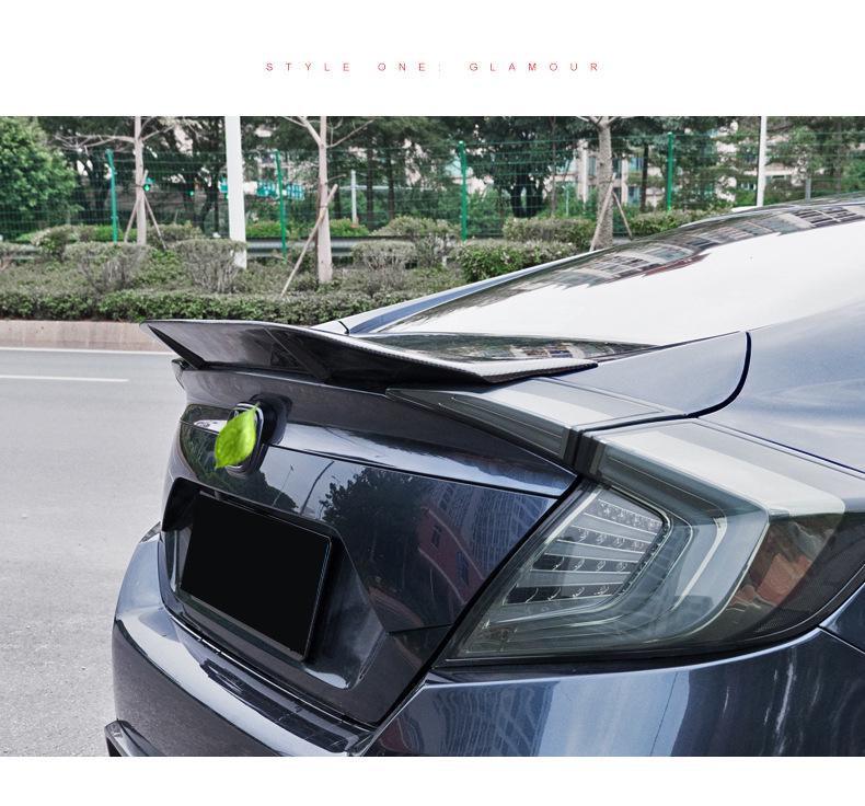 Tenth Gen Civic R Style Rear Spoiler, 16-20 Models, No-Drill, Thai JDM Ducktail