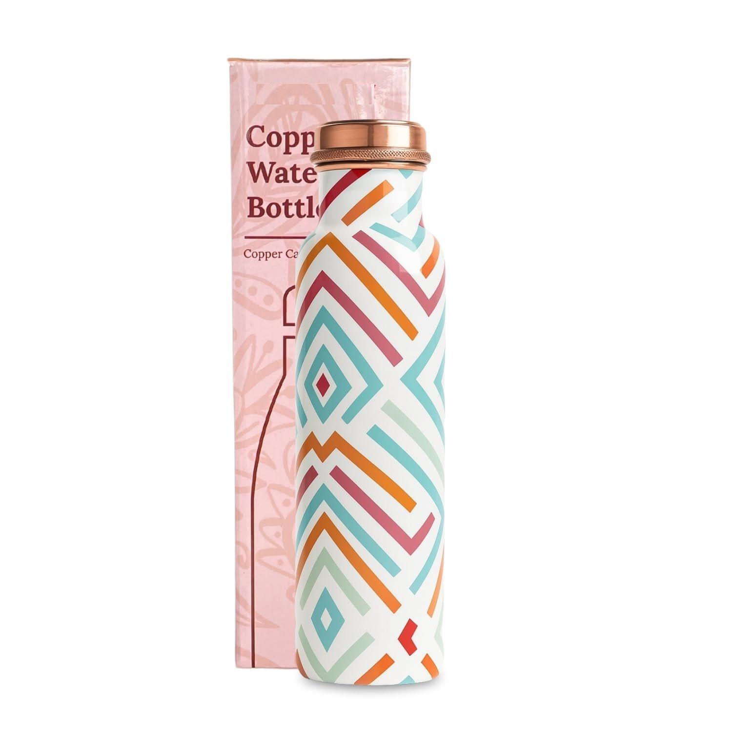 

Copper Water Bottle (1 Litre), Leakproof, Pure Copper Water Bottle, Tamba Bottles, Authentic, Durable Bottle for Everyday Use (Multicolor Abstract)