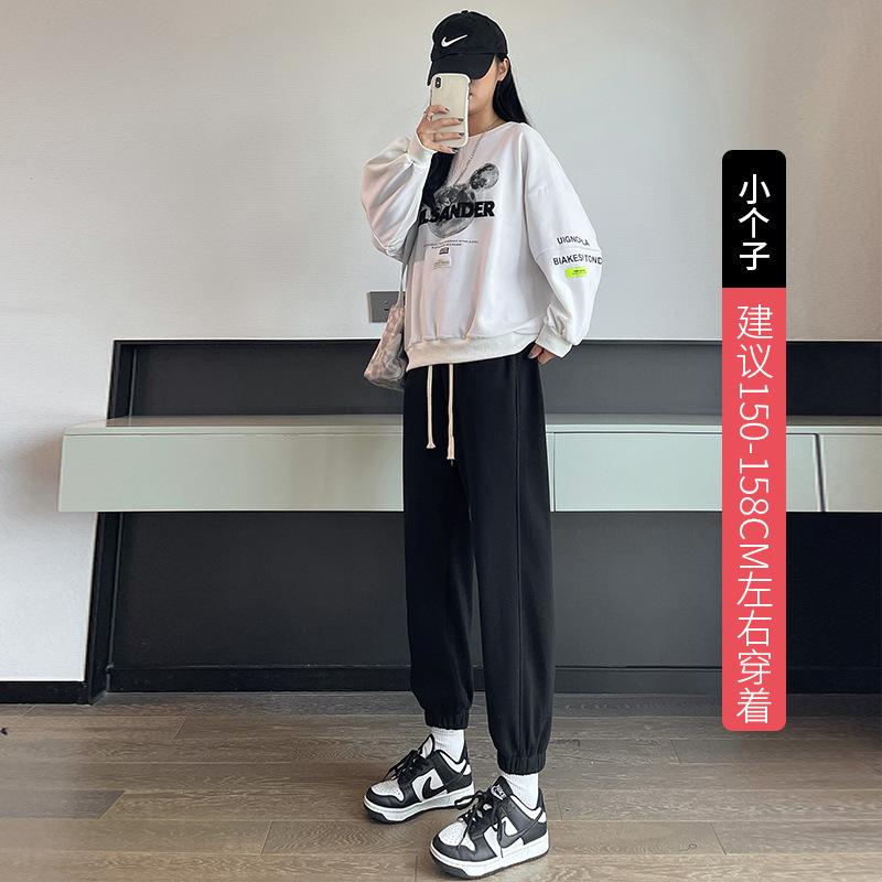 

Huamian sweatpants women s spring and autumn new pants women s thin tied casual pants straight small sweatpants S