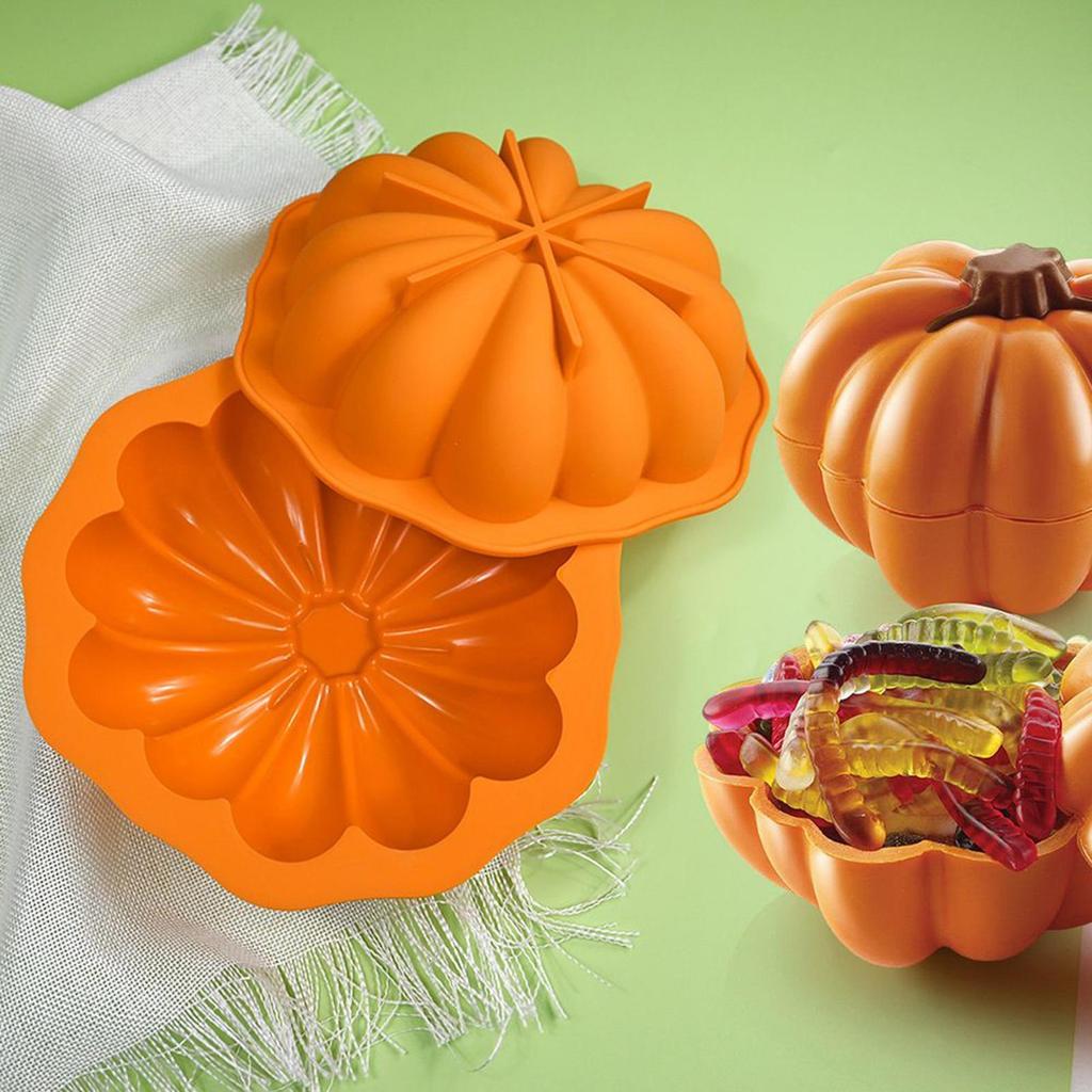 Pumpkin Mold Festive Halloween Mold 3D Non-Stick Chocolate Mould for Party Dessert Cooking Birthday Kitchen Holiday Home Baking