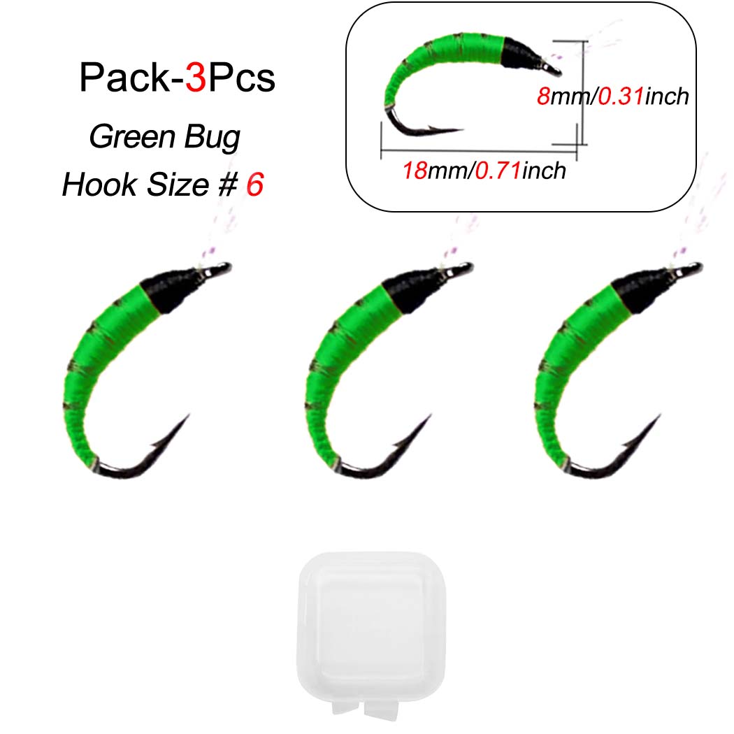 

1/3 шт. реалистичные искусственные приманки для рыбалки нахлыстом для ловли форели искусственные наживки для насекомых приманка для рыбалки 3Pcs зелёный