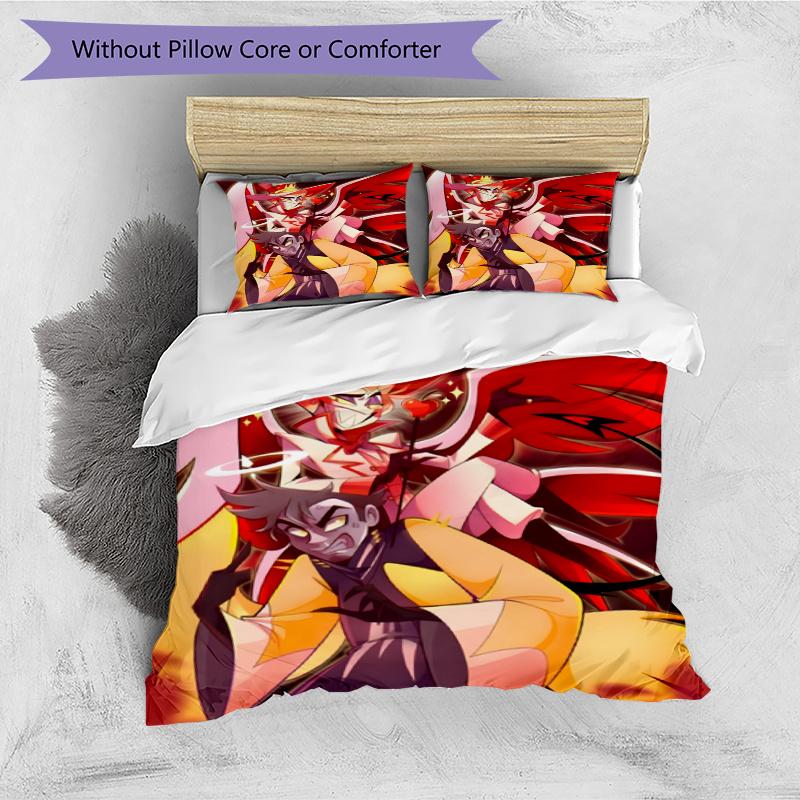 3pcs Duvet Cover Set (1*Duvet Cover + 2*Pillowcase, Without Core), Hazbin Hotel Print Bedding Set, Bedroom Decor, All‑Season, Gift