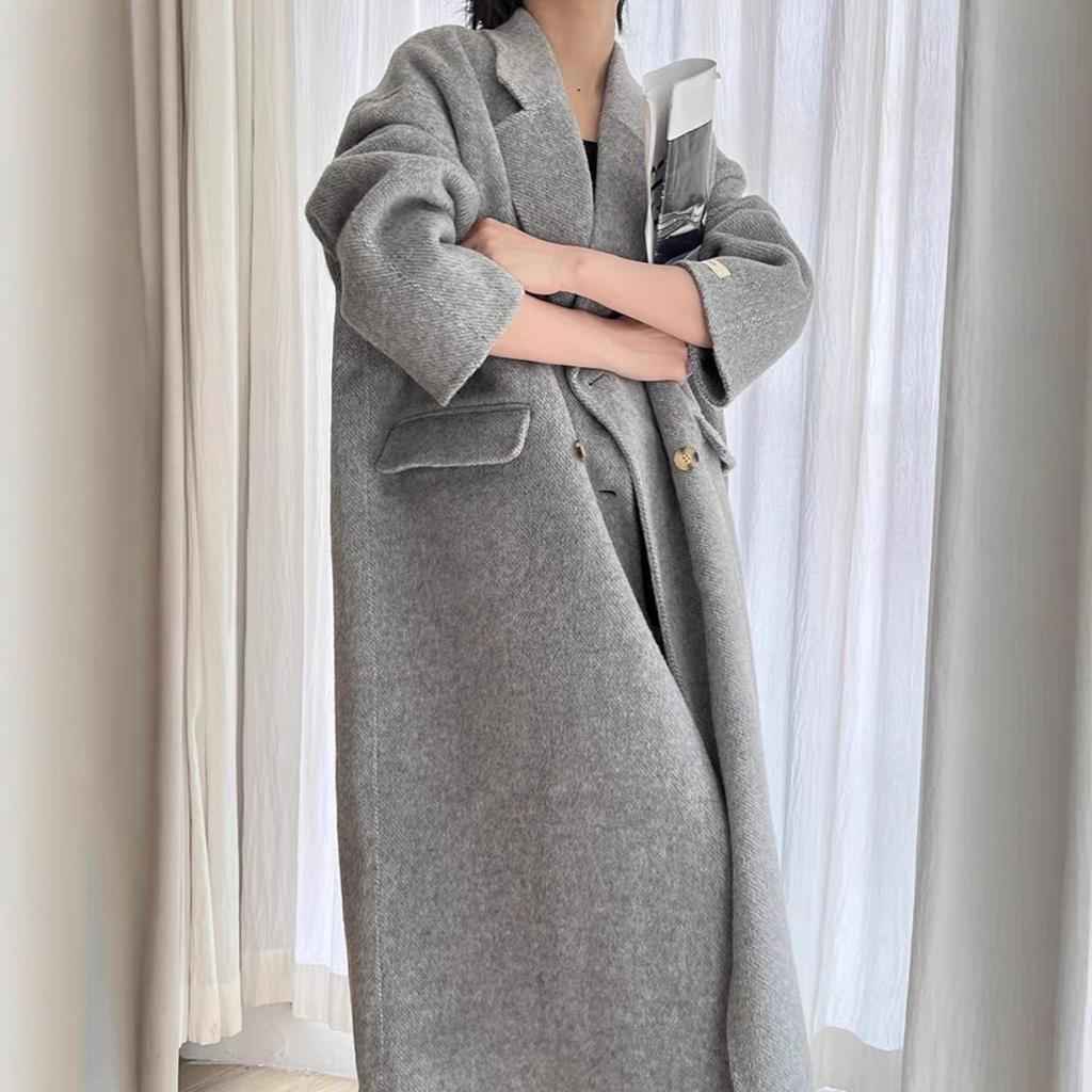 New Autumn and Winter Korean Style Fashionable Four-button Versatile Slim Women's Trendy Wool Coat Long-length Style