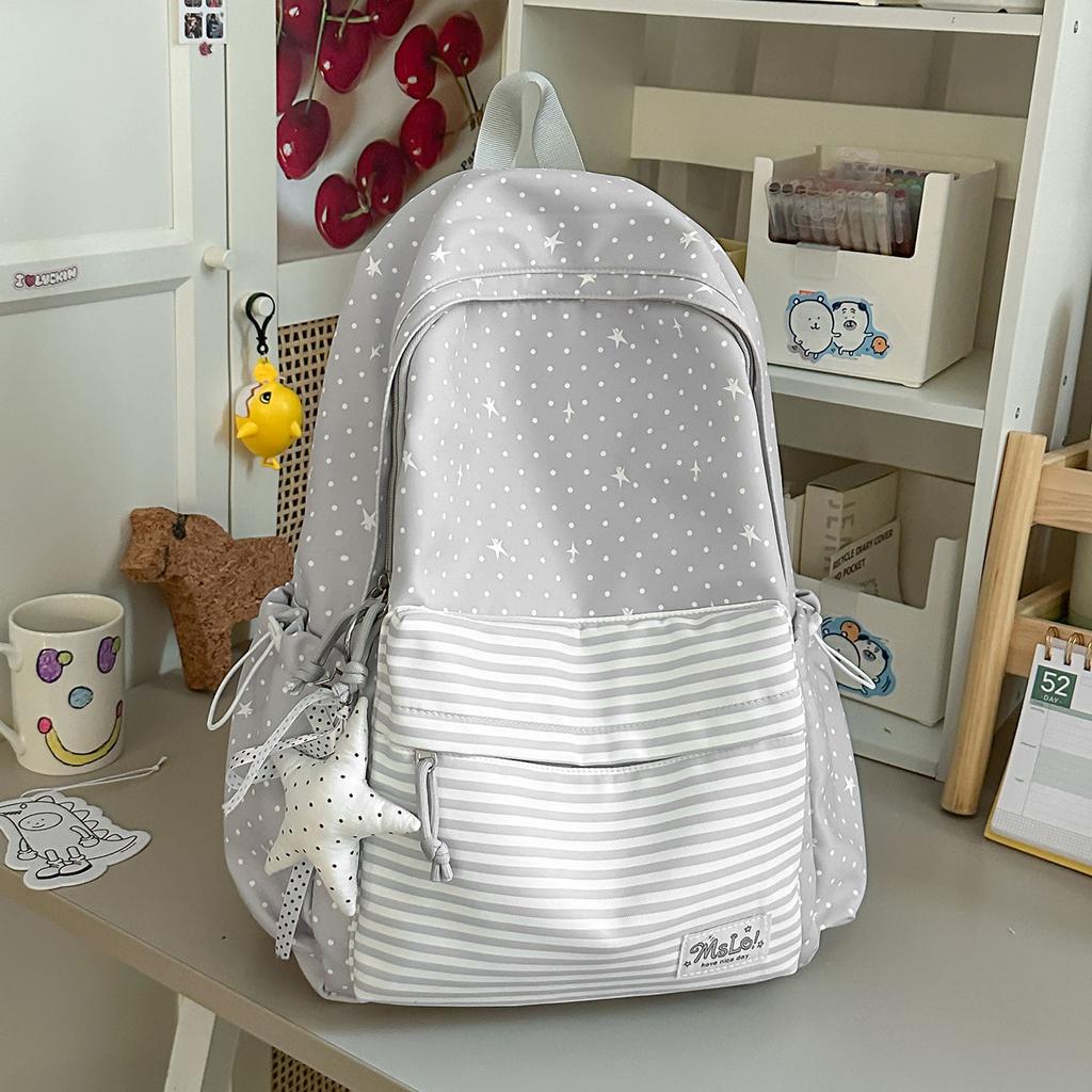 Schoolbag Cute Plaid Polka Dot School Bag Schoolgirl Junior High School Small Fresh Backpack Lace Sweet Girl Lightweight Backpack