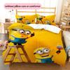 Minions Pattern Bedding Quilt Set  Home Decoration  Gift (1 * Duvet Cover + 2 * Pillowcase  Without Core)