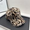 Leopard Baseball Cap Winter Hats for Women Plush Faux Fur Thickened Keep Warm Caps Women Outdoor Windproof Sunshade Vintage New