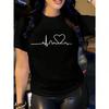 Heart Print T-Shirt Short Sleeve Crew Neck Casual Top For Summer & Spring Wounisex's Clothing Y2k Top