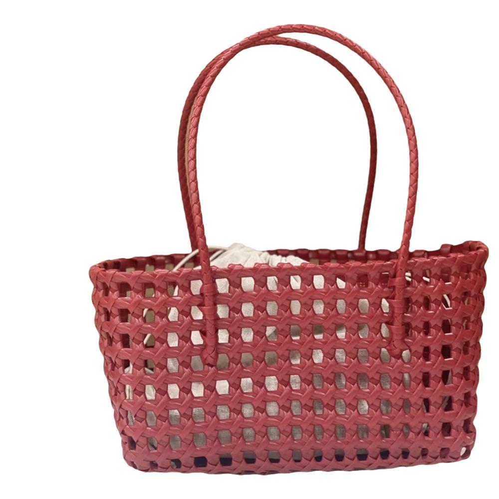 Plastic Hollow Weave Bag Countryside Style Bohemian Style Vegetable Basket Bag Vacation Style Large Capacity Beach Tote Bag