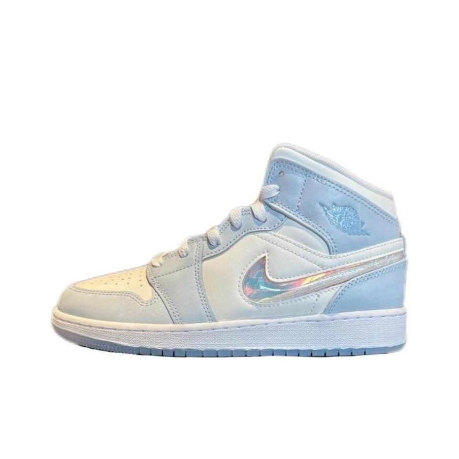 Air Jordan 1 Mid SE GS Glitter Swoosh Barnesko Blå Blå-tone Summit-White FQ9117-400
