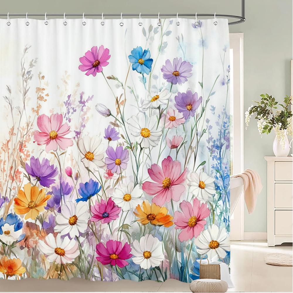 Beautiful Flowers And Butterflies Shower Curtain Bath Curtain Printing Polyester Bathroom Curtains For Home Decoration Curtain