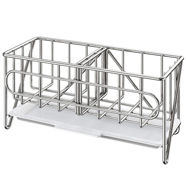 

Органайзер для раковины Caddy, столешница, губка, щетка, держатель для мыла со сливным поддоном из нержавеющей стали для кухни серебряный