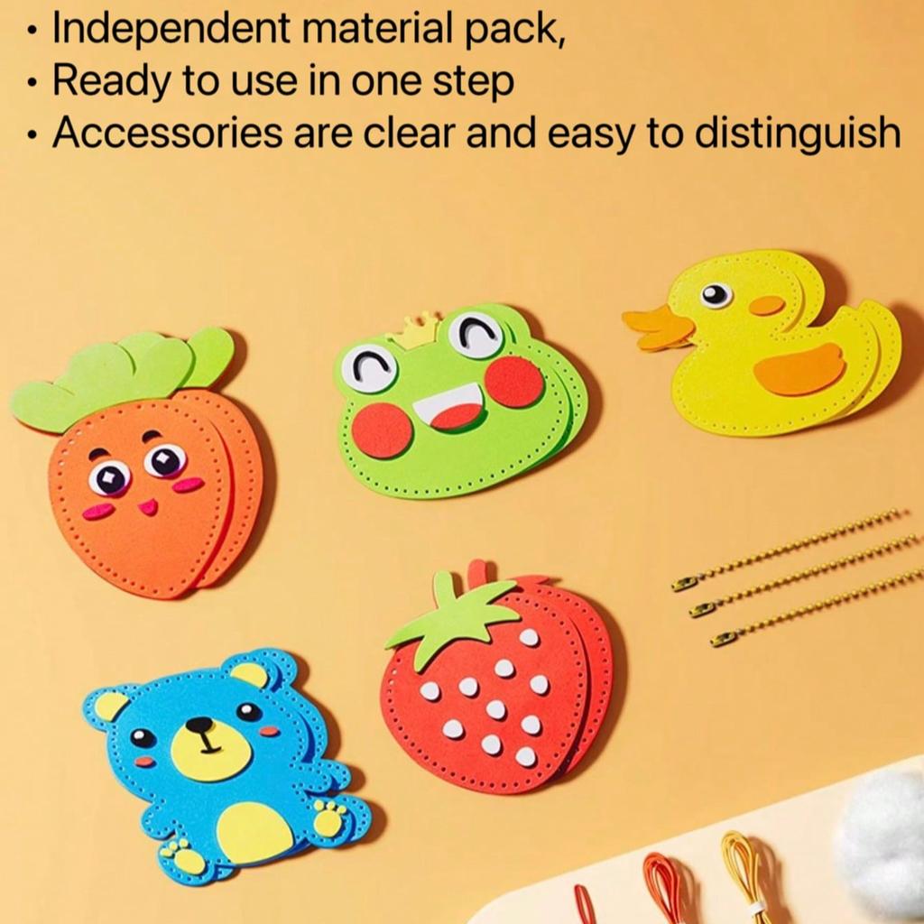 5pcs Children's Sewing Handmade Set,DIY Sewing Material Pack,Children's Toys,Educational Stress - Relief,Enlightenment Festival Gift Sewing Dolls Frog