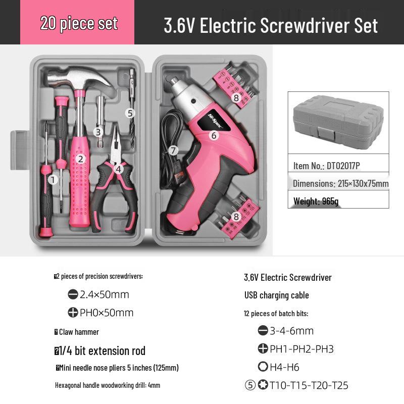 Rechargeable Electric Screwdriver Set - Multifunctional Lithium Battery Powered Hand Drill for Household Use