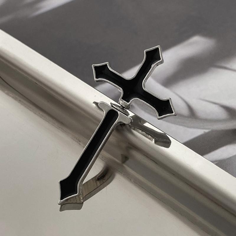 Gothic Emamel Cross Earrings Vintage Cool Punk Christian Ear Jacket Goth Dagger Earrings Jewelry Gift For Women Men