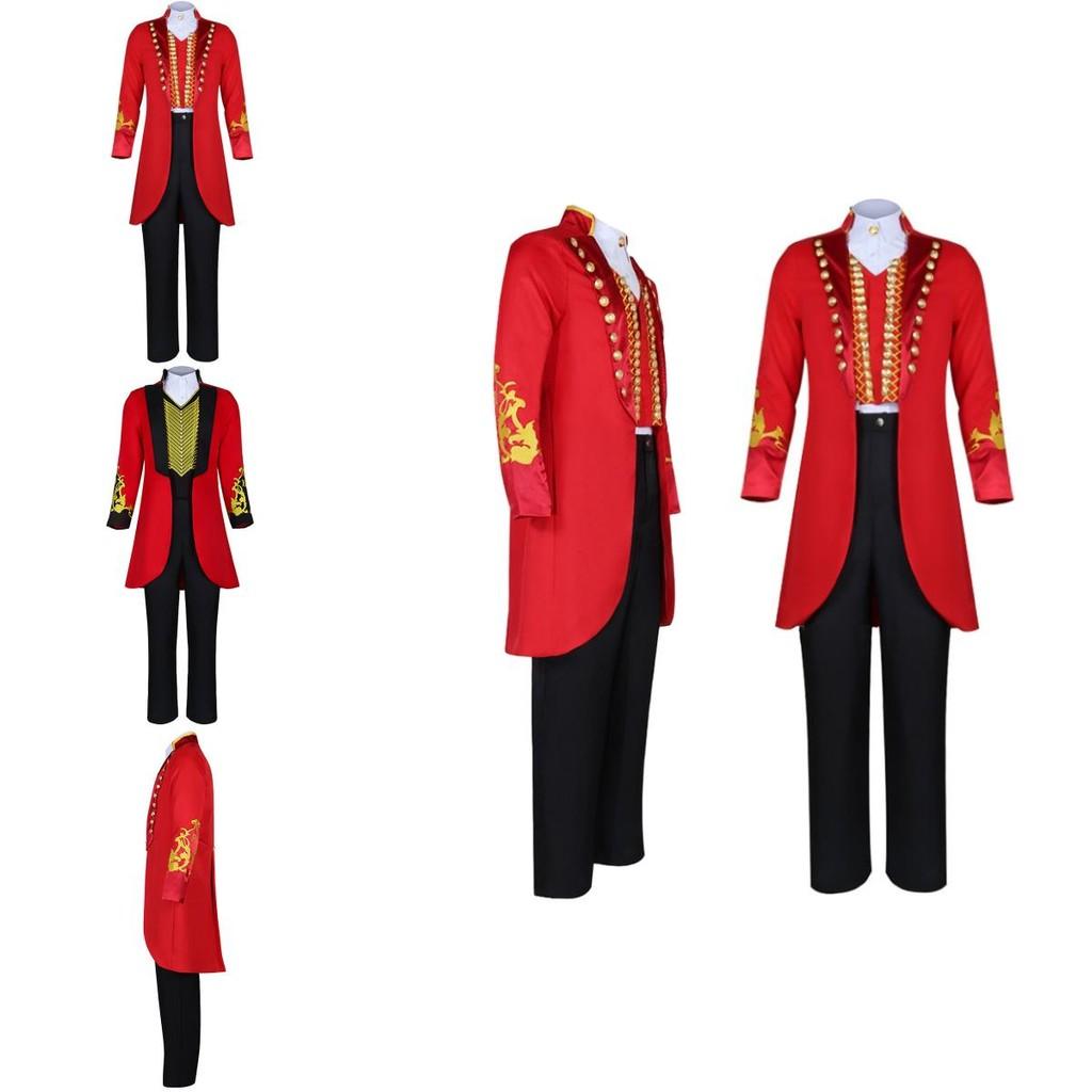 Der König des Zirkus Barnum Cosplay Kostüm für Männer Rot und Schwarz Polyester Mischgewebe