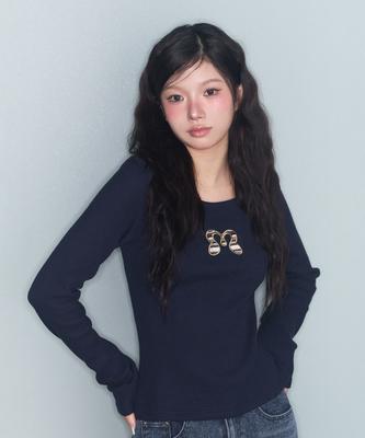 Mileko Symbol Patch Waffle T Navy