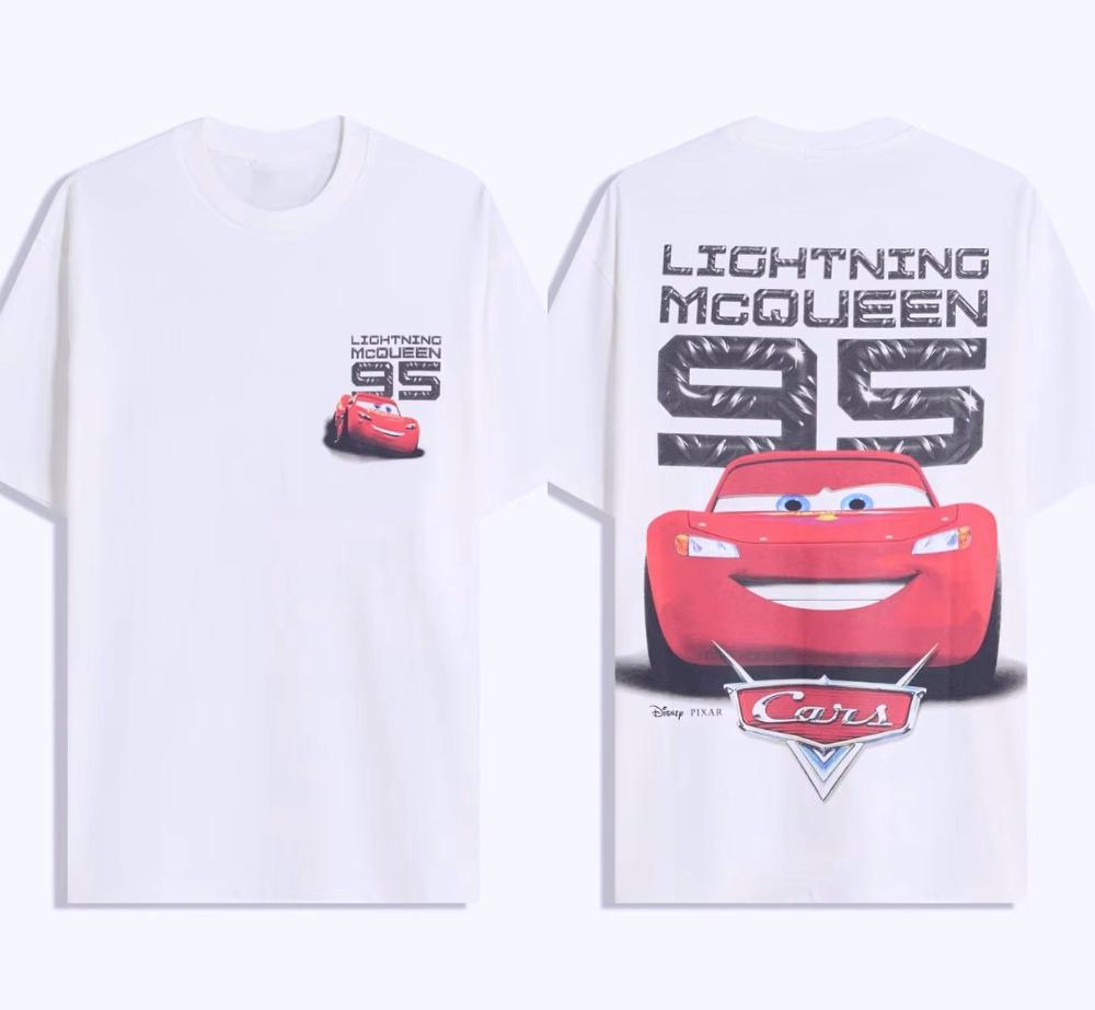 2026 Cars Short Sleeve Print Lightning McQueen Print Stylish Unisex TShirt Short Sleeve Relaxed Plus Size Top