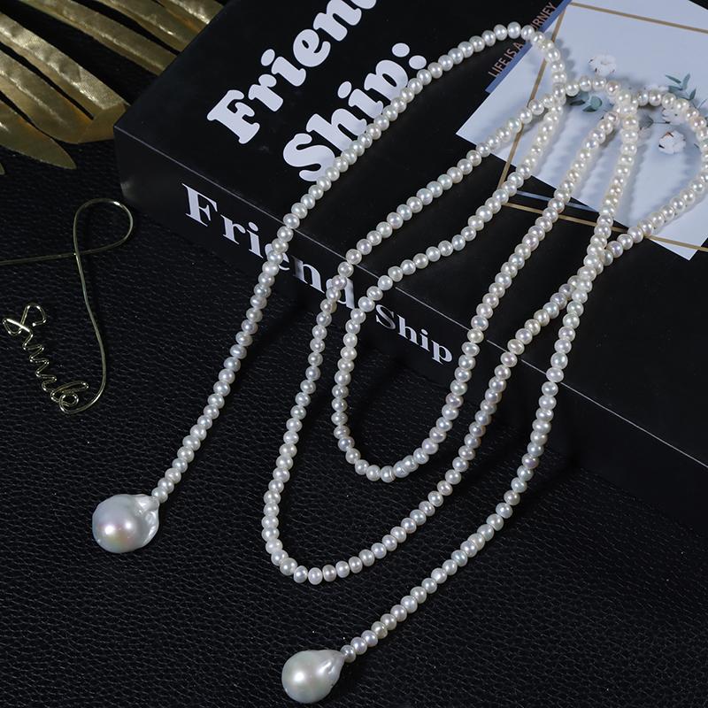 French Classics Irregular Large Pearls Necklace Women Long Sweater Chain Natural Freshwater Pearls